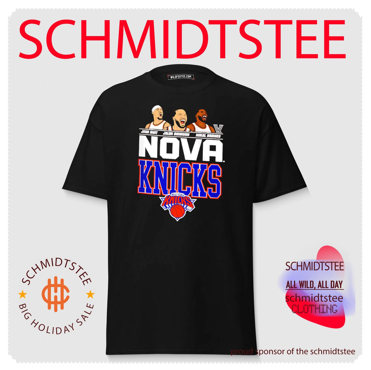 Jalen Brunson Josh Hart and Mikal Bridges Nova Knicks cartoon shirt