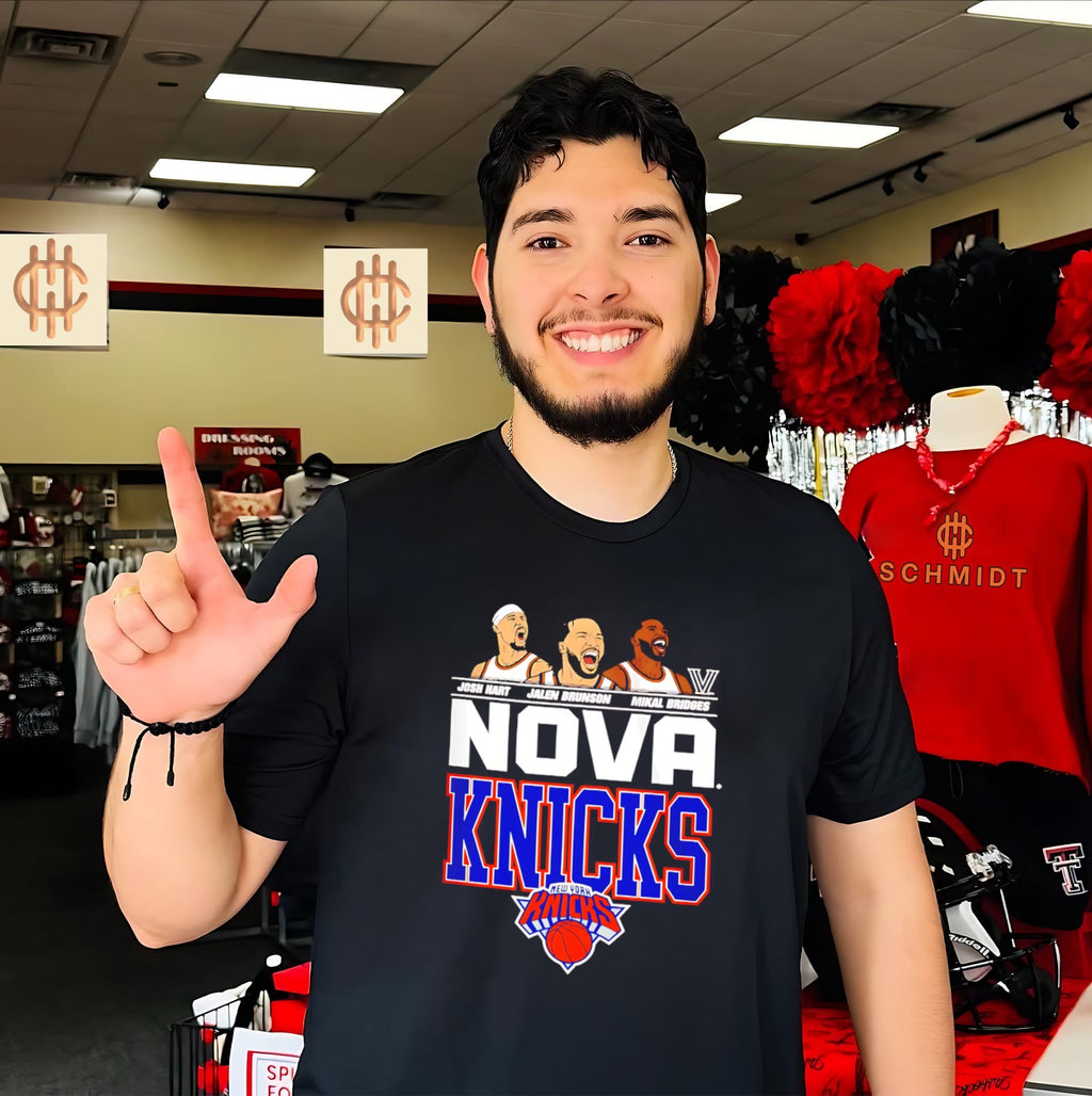 Jalen Brunson Josh Hart and Mikal Bridges Nova Knicks cartoon shirt