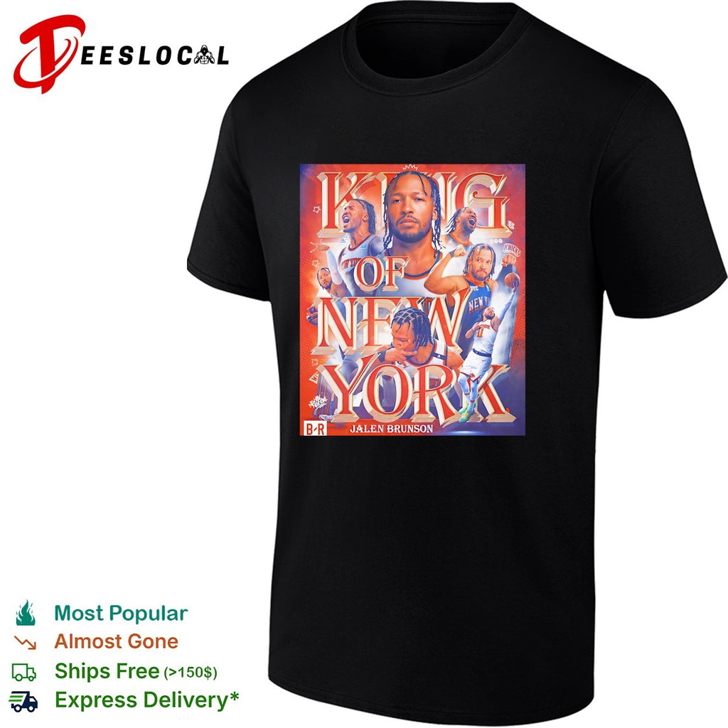 Jalen Brunson king of New York bold basketball poster portrait collage art shirt