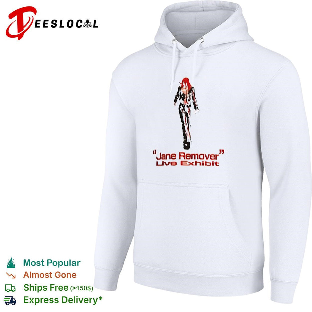 Jane Remover live exhibit red skeleton figure walking illustration poster shirt