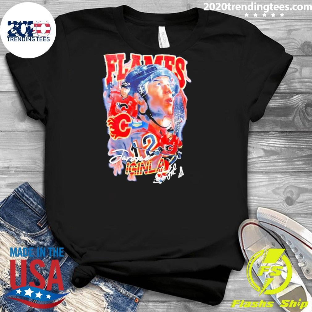 Jarome Iginla Calgary Flames Bootleg Signature Shirt