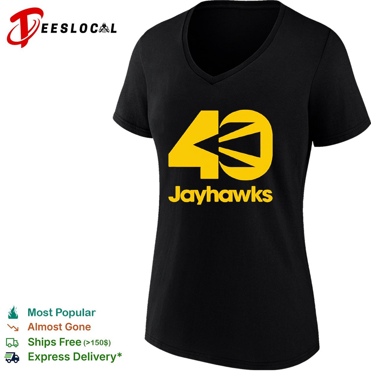 Jayhawks 40th Anniversary yellow design shirt