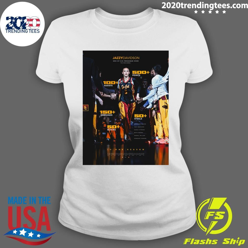 Jazzy Davidson One Of Six Freshman Ever To Record In One Season USC Women’s Basketball Shirt