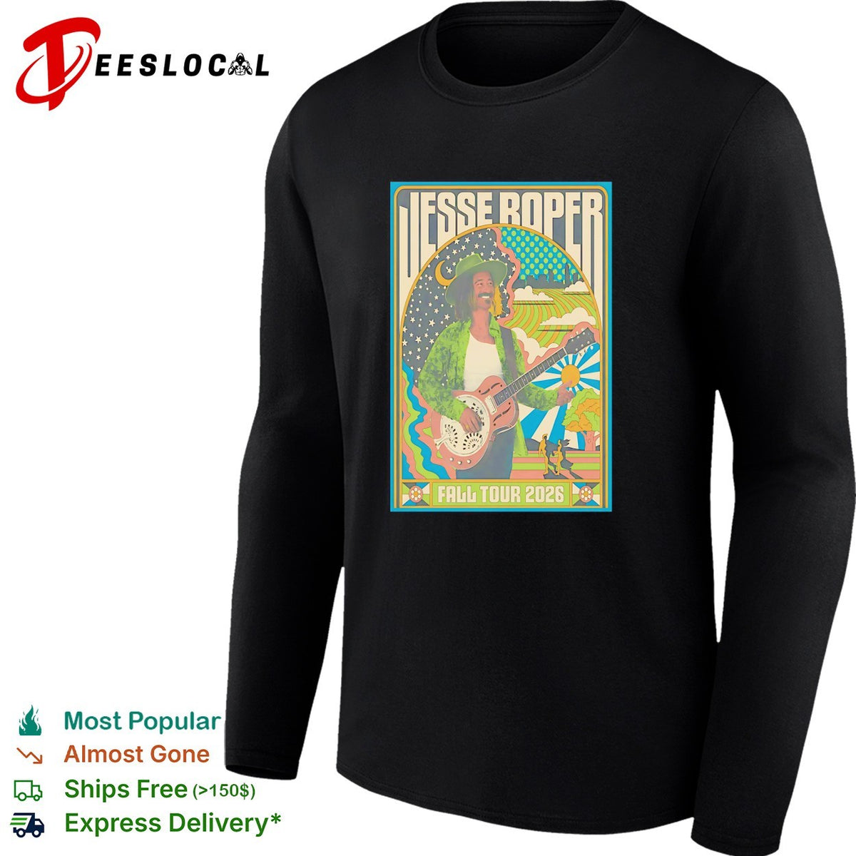 Jesse Roper Fall Tour 2026 concert poster psychedelic folk musician concert shirt