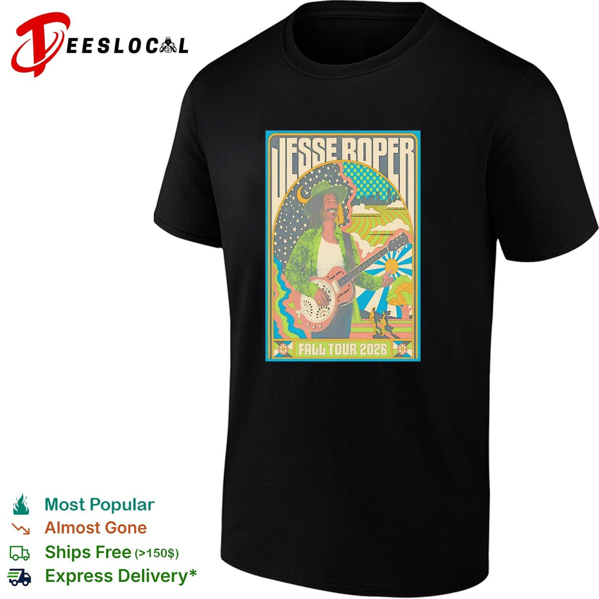 Jesse Roper Fall Tour 2026 concert poster psychedelic folk musician concert shirt