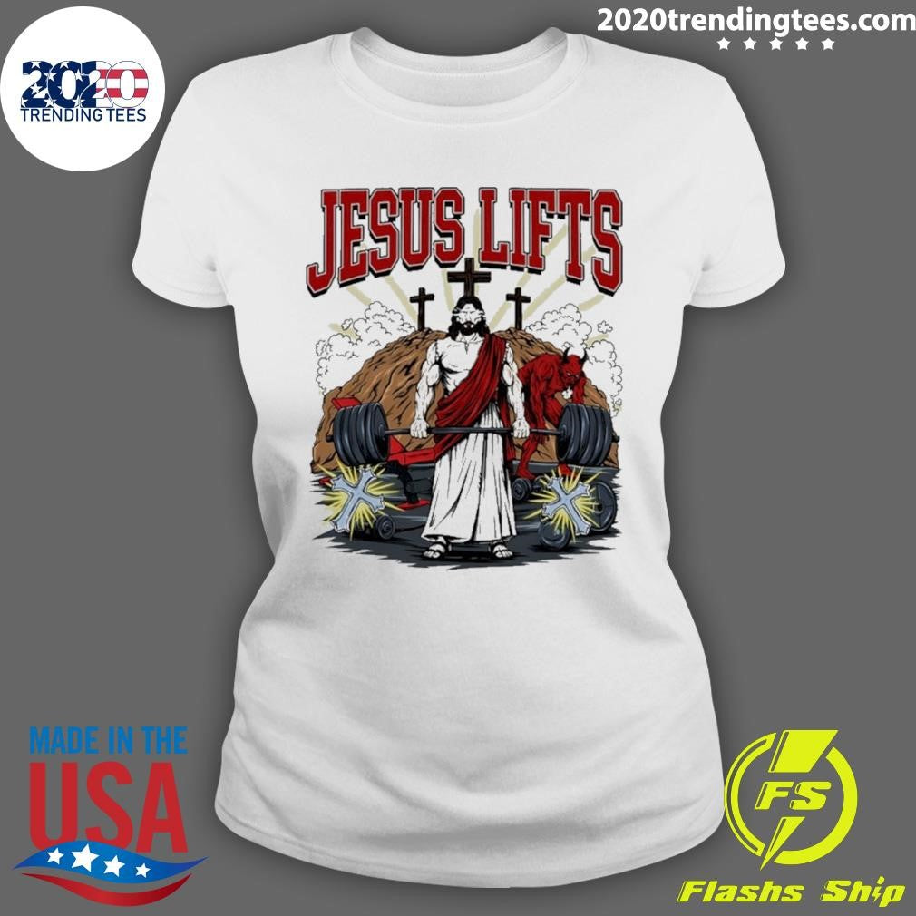 Jesus Lifts Gym Comic Style Shirt