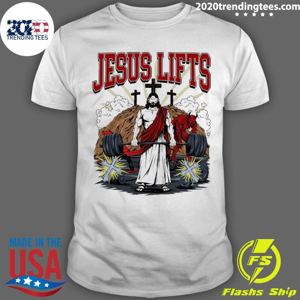 Jesus Lifts Gym Comic Style Shirt