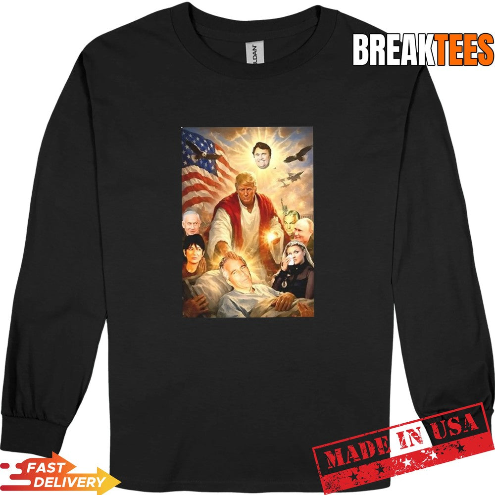 Jesus Trump Epstein political sarcastic t-shirt