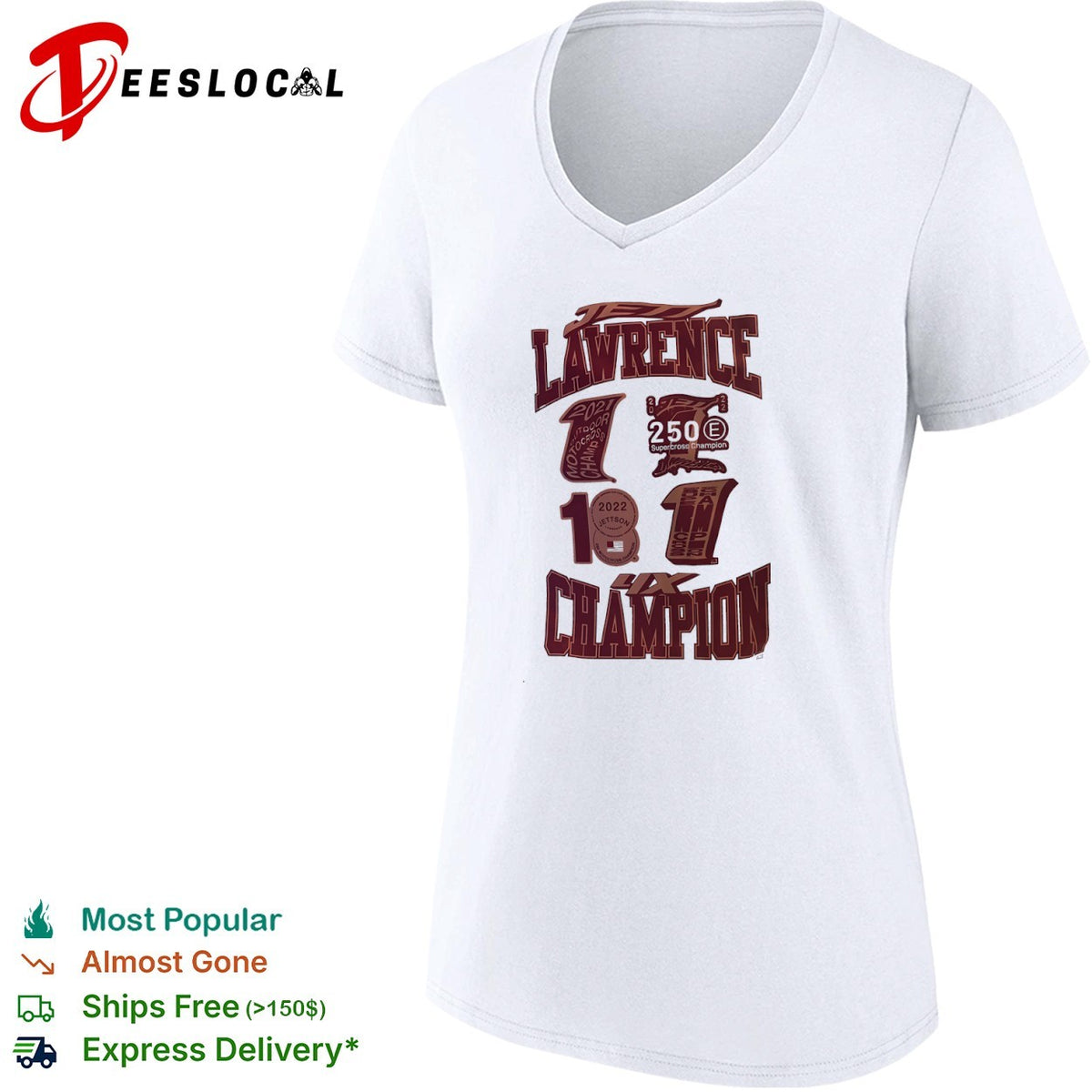 Jett Lawrence 4x Champion 2021 2022 2023 Motocross Supercross career stats fan shirt