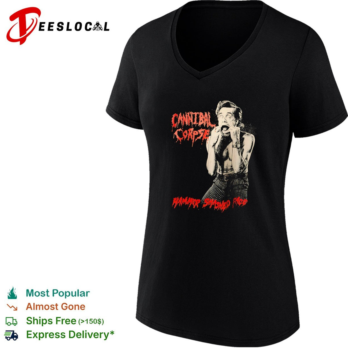 Jim Carrey Ace Ventura Cannibal Corpse Hammer Smashed Face Metal Music Band shirt