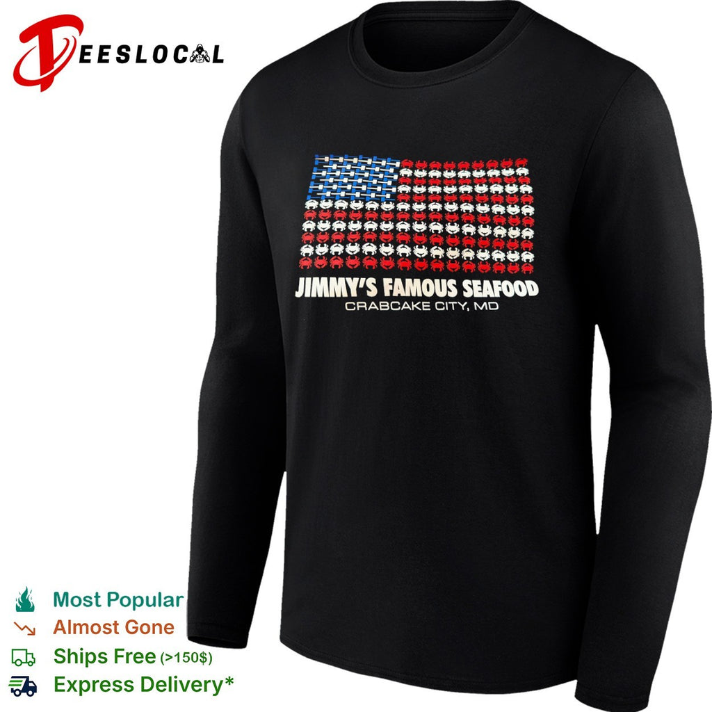 Jimmy’s Famous Seafood Crabcake City MD American Flag shirt