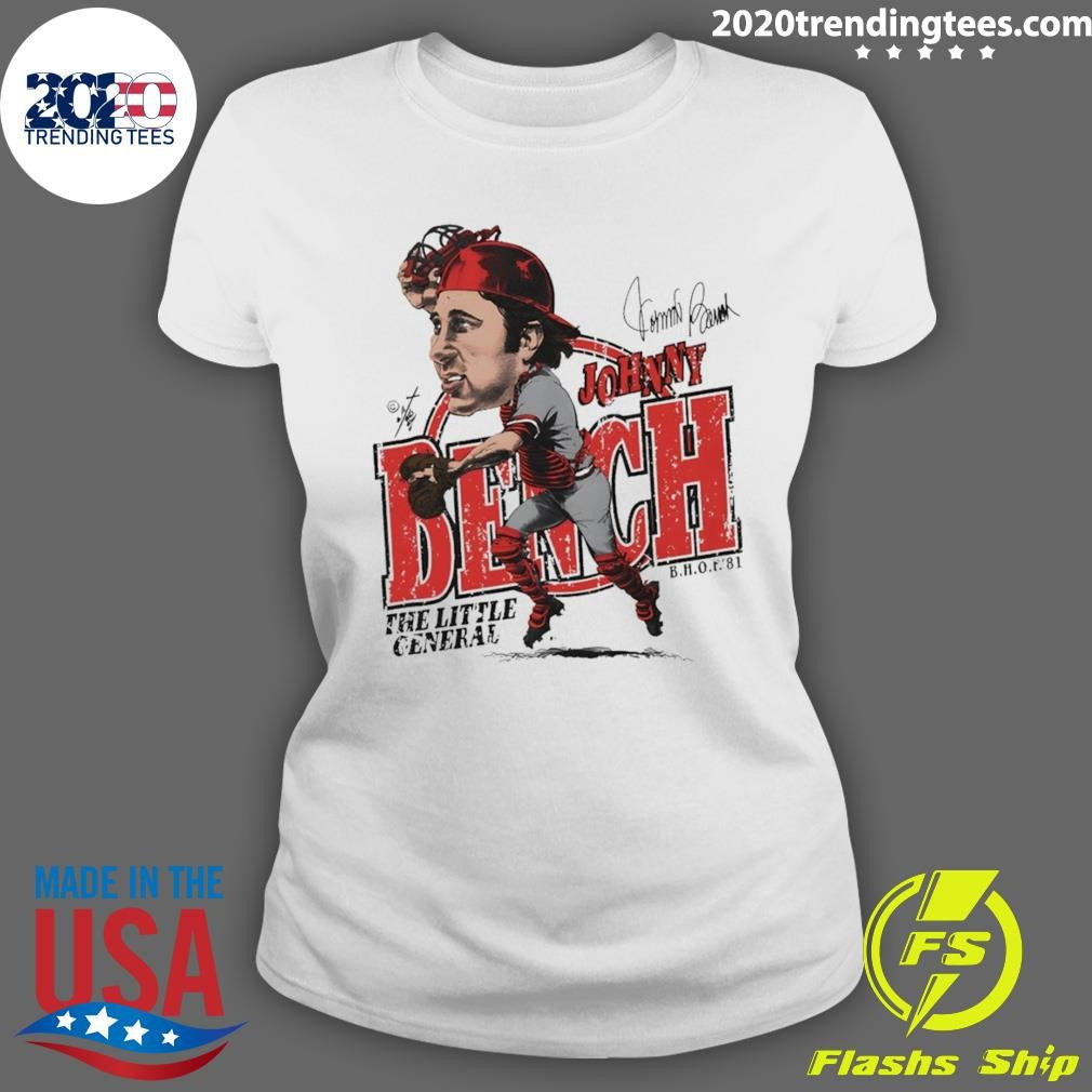 Johnny Bench Cincinnati Reds Baseball the little general caricature signature shirt