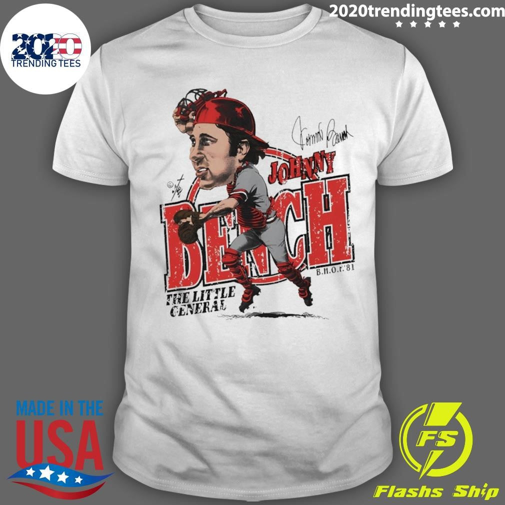 Johnny Bench Cincinnati Reds Baseball the little general caricature signature shirt