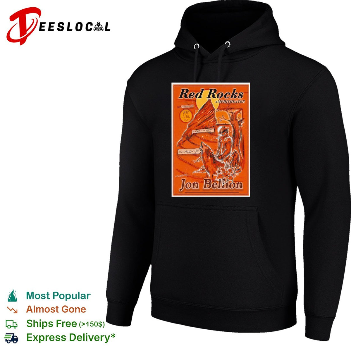 Jon Bellion Red Rocks Amphitheater concert poster orange climber art shirt
