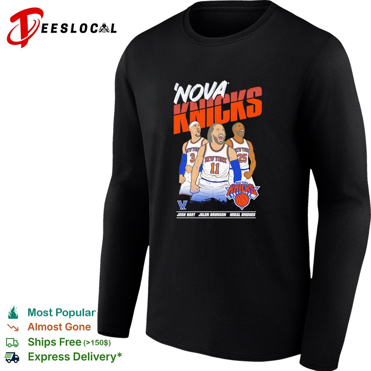 Josh Hart Jalen Brunson Mikal Bridges Nova Knicks New York NBA basketball shirt