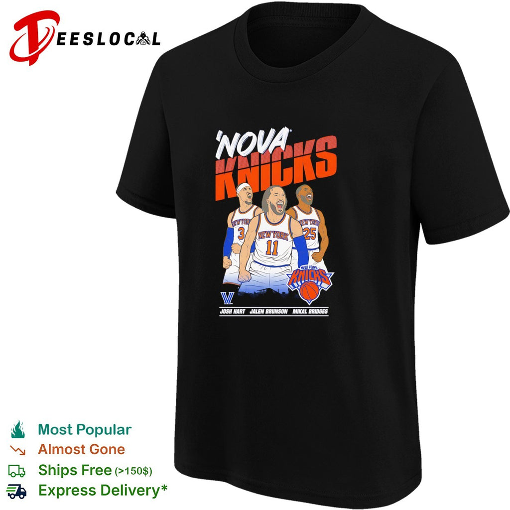 Josh Hart Jalen Brunson Mikal Bridges Nova Knicks New York NBA basketball shirt