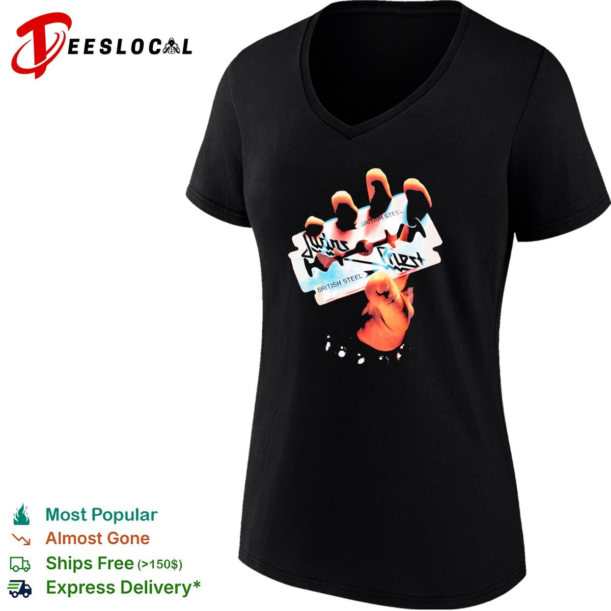 Judas Priest British Steel Razor Blade Heavy Metal Music Band Logo Graphic shirt