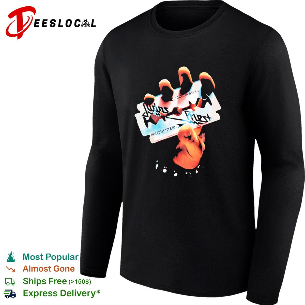 Judas Priest British Steel Razor Blade Heavy Metal Music Band Logo Graphic shirt