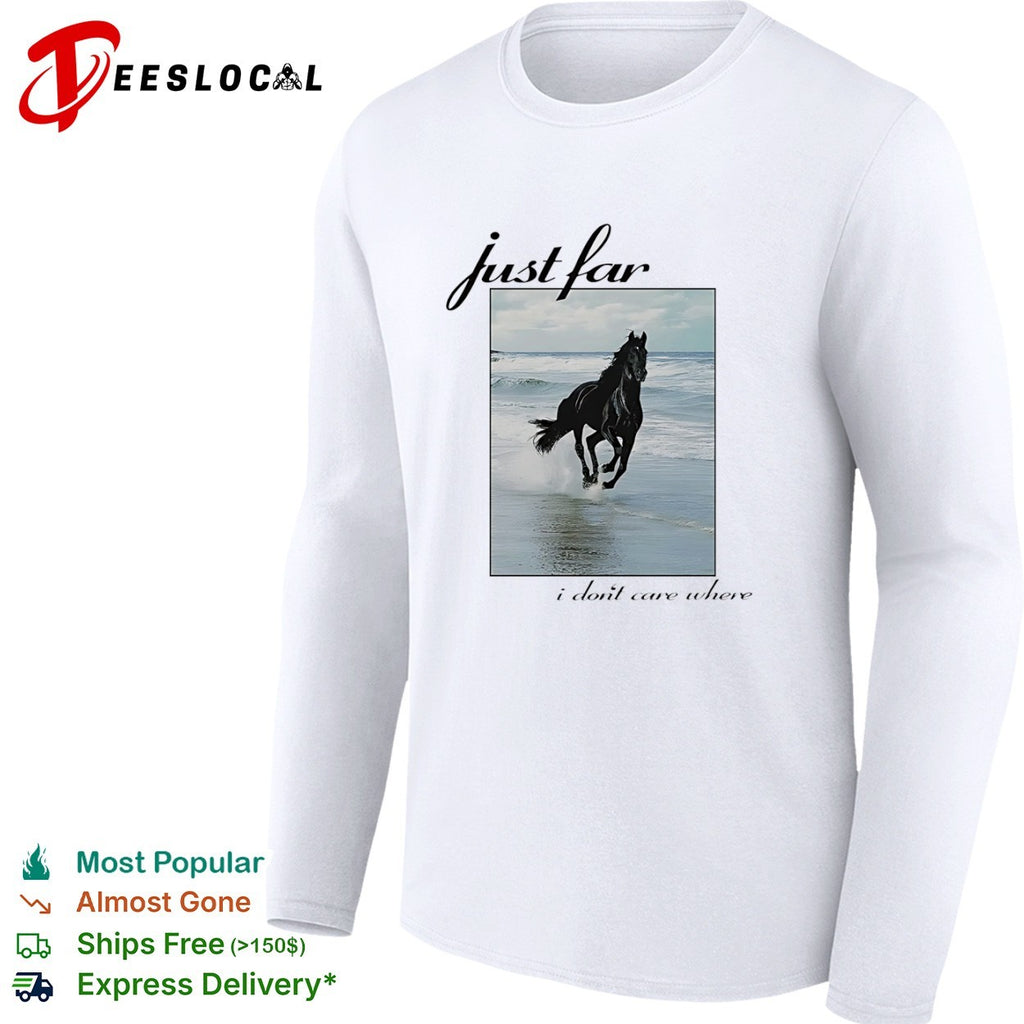 Just far I dont care where Black Horse Running on Beach Artistic Equestrian shirt
