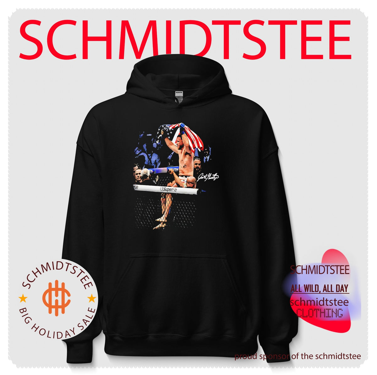 Justin Gaethje holding American flag signature vintage shirt