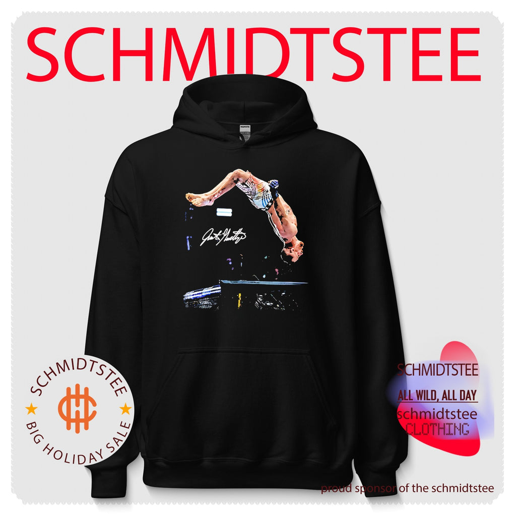 Justin Gaethje jumping on air signature shirt