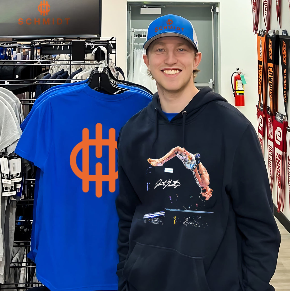 Justin Gaethje jumping on air signature shirt