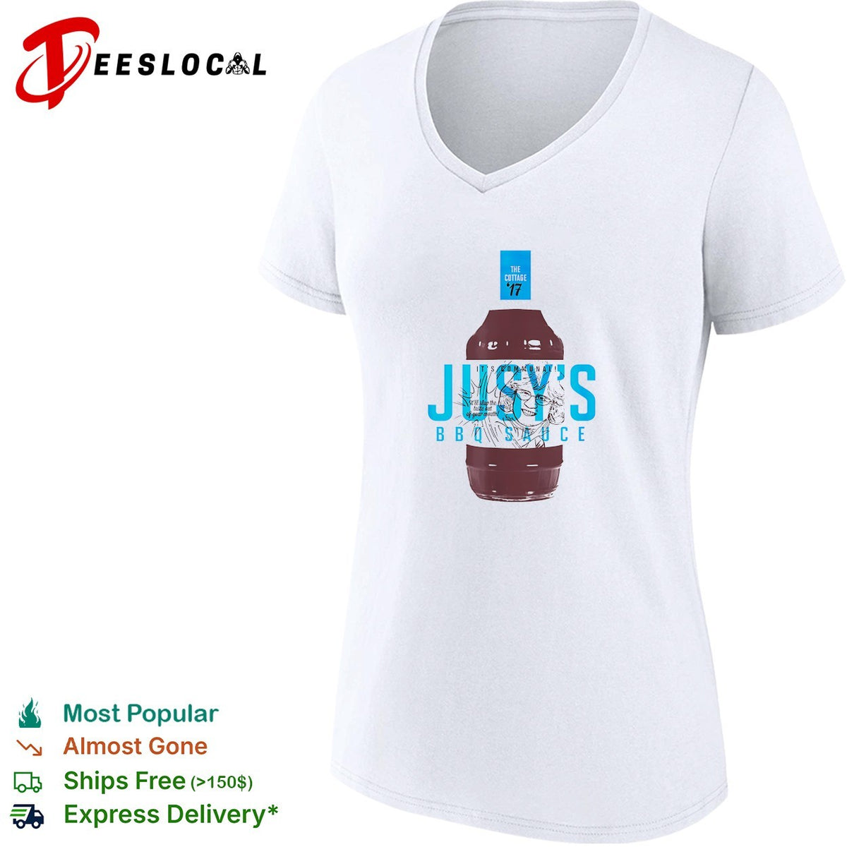 Jusy’s BBQ Sauce The Cottage ’17 it’s communal bottle label illustration graphic shirt