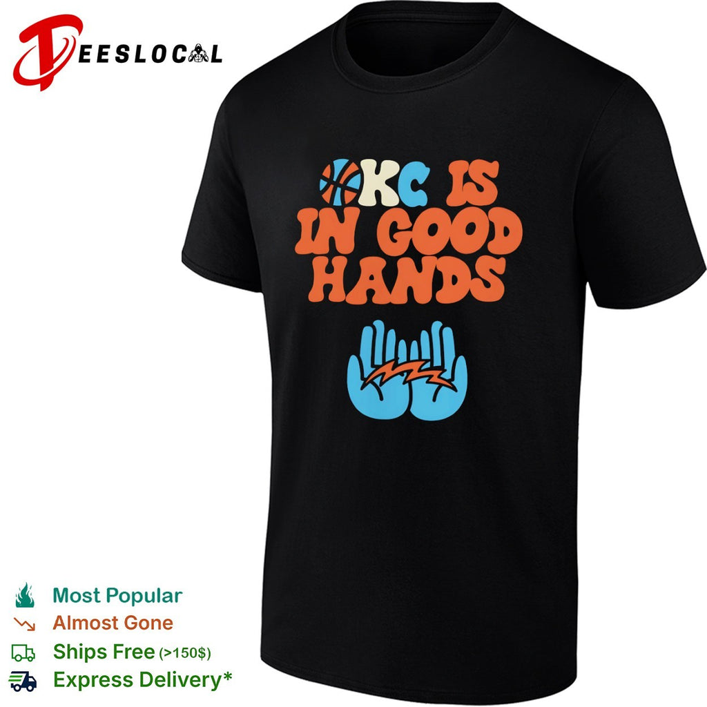 KC Is in Good Hands Kansas City Basketball Sports Lightning Hands Graphic Shirt