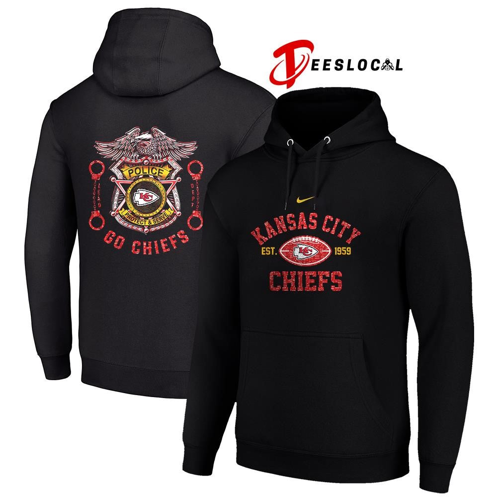 Kansas City Chiefs law enforcement tribute protect and serve logo shirt