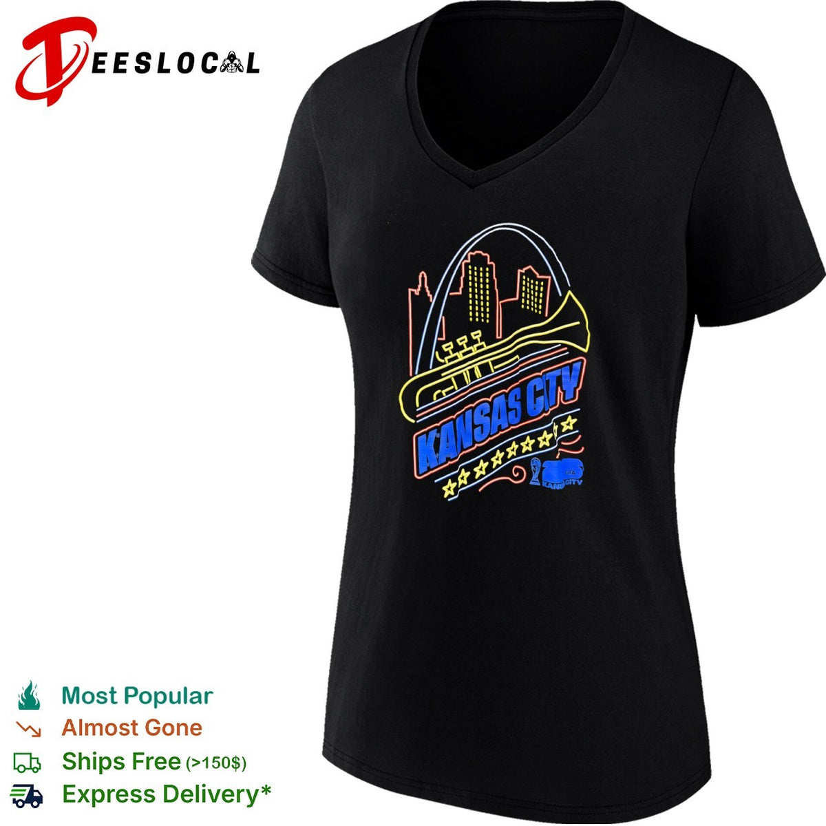 Kansas City FIFA 26 World Cup Gateway Arch Trumpet Skyline shirt