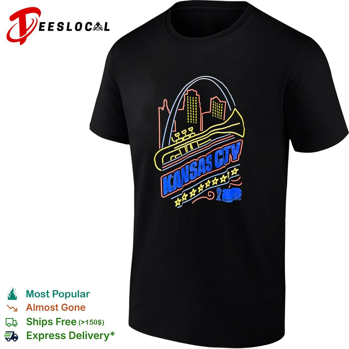 Kansas City FIFA 26 World Cup Gateway Arch Trumpet Skyline shirt