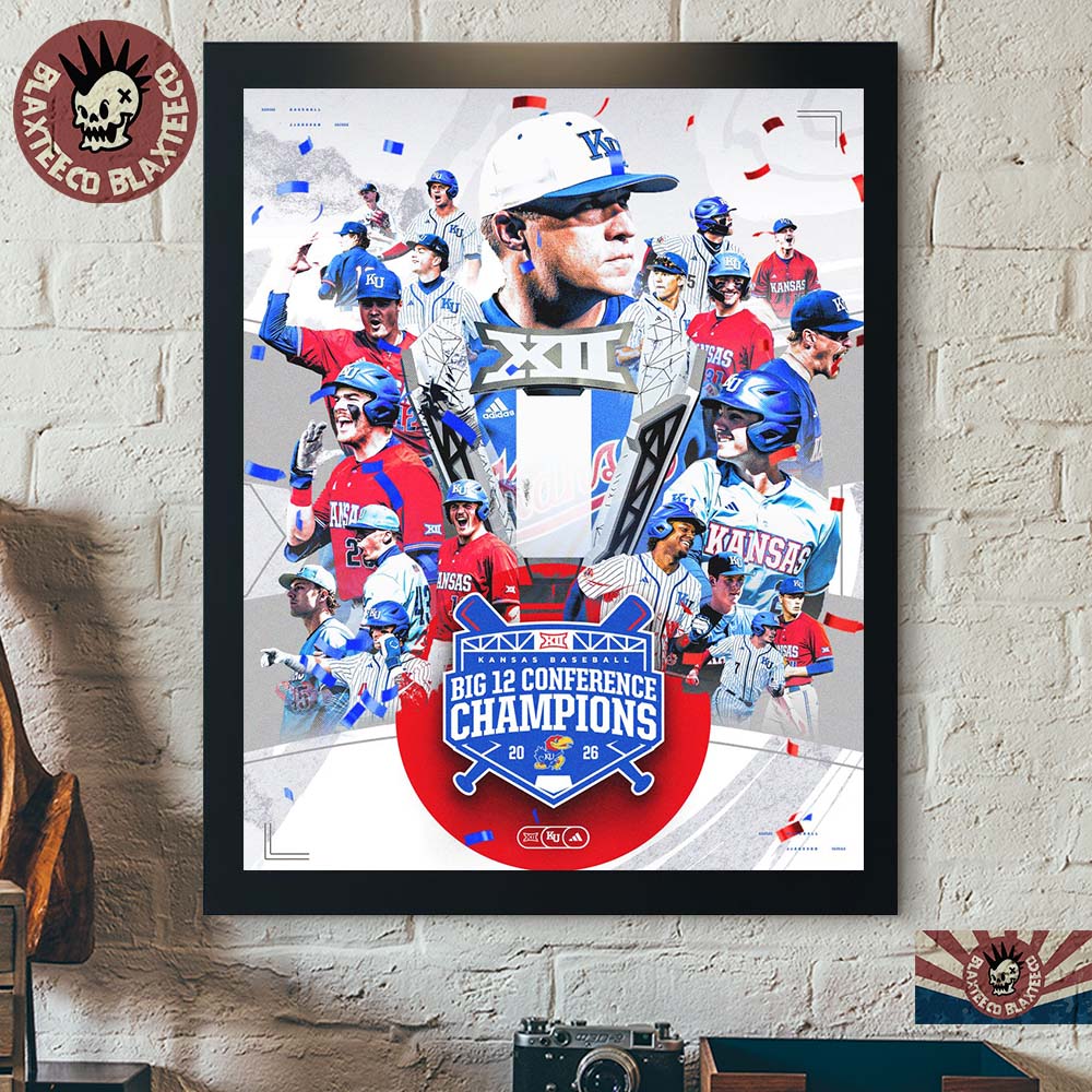Kansas Jayhawks Baseball 2026 Big 12 Conference Champions Home Decor Poster Canvas