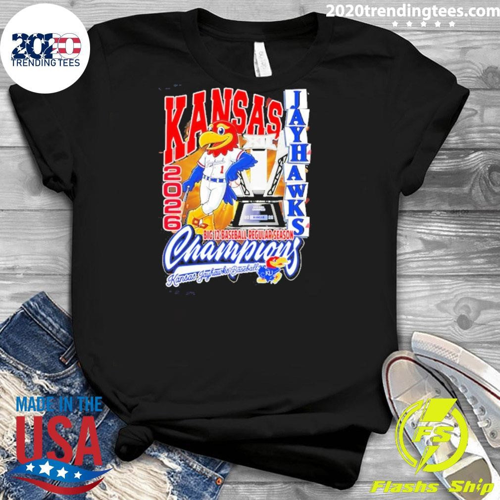 Kansas Jayhawks Baseball Big 12 Regular Season Champions Mascot Trophy Shirt