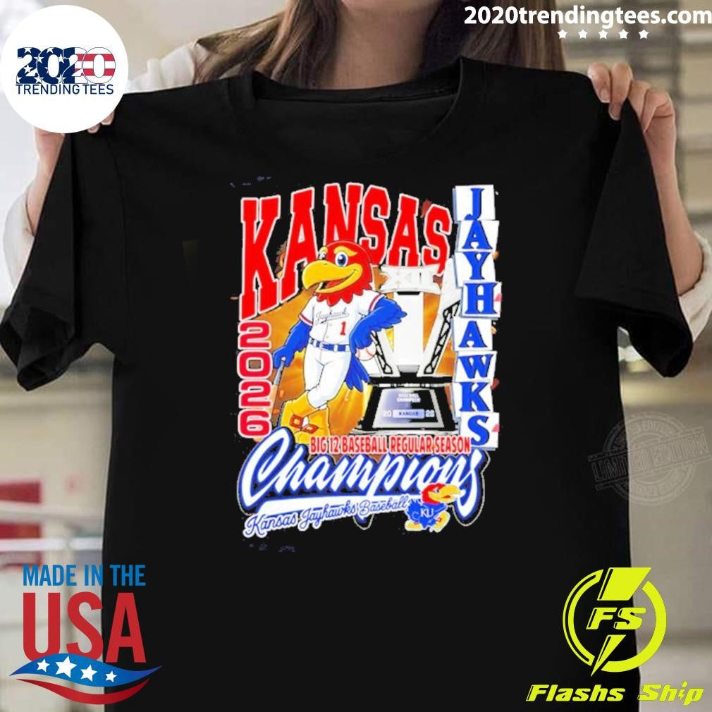 Kansas Jayhawks Baseball Big 12 Regular Season Champions Mascot Trophy Shirt