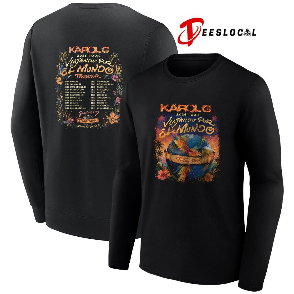 Karol G Viajandu Pur El Mundo dates schedule shirt