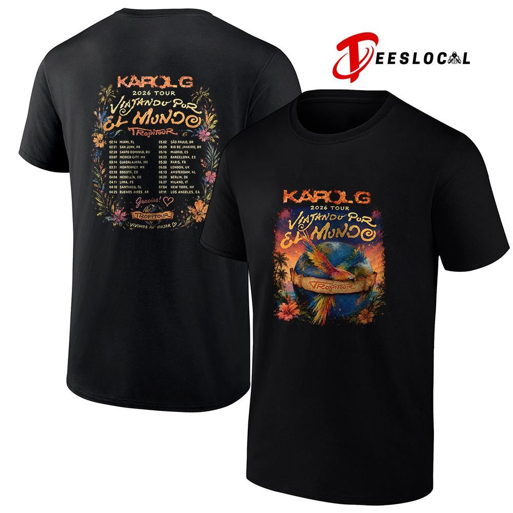 Karol G Viajandu Pur El Mundo dates schedule shirt