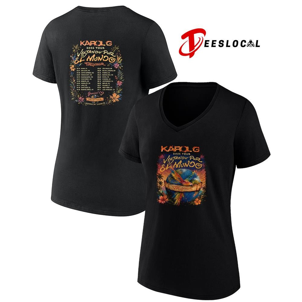 Karol G Viajandu Pur El Mundo dates schedule shirt