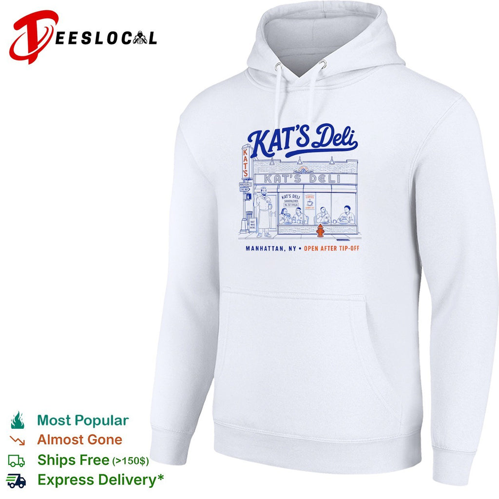 Kat’s Deli Manhattan NY open after tip-off street storefront illustration shirt