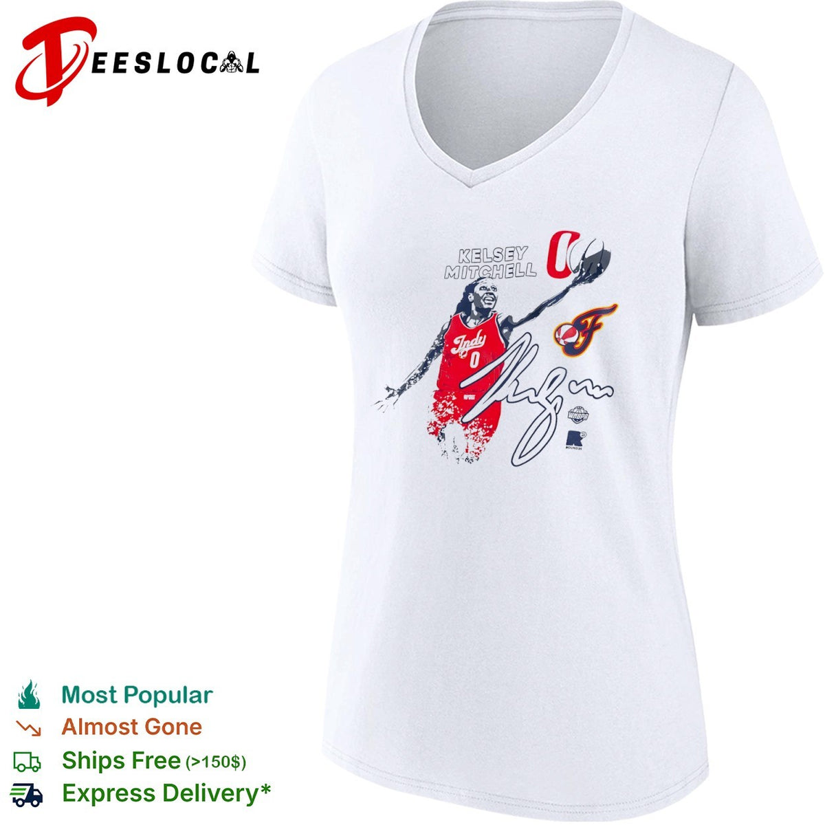 Kelsey Mitchell Indiana Fever WNBA Round21 Indy 0 Signature Basketball Fan shirt