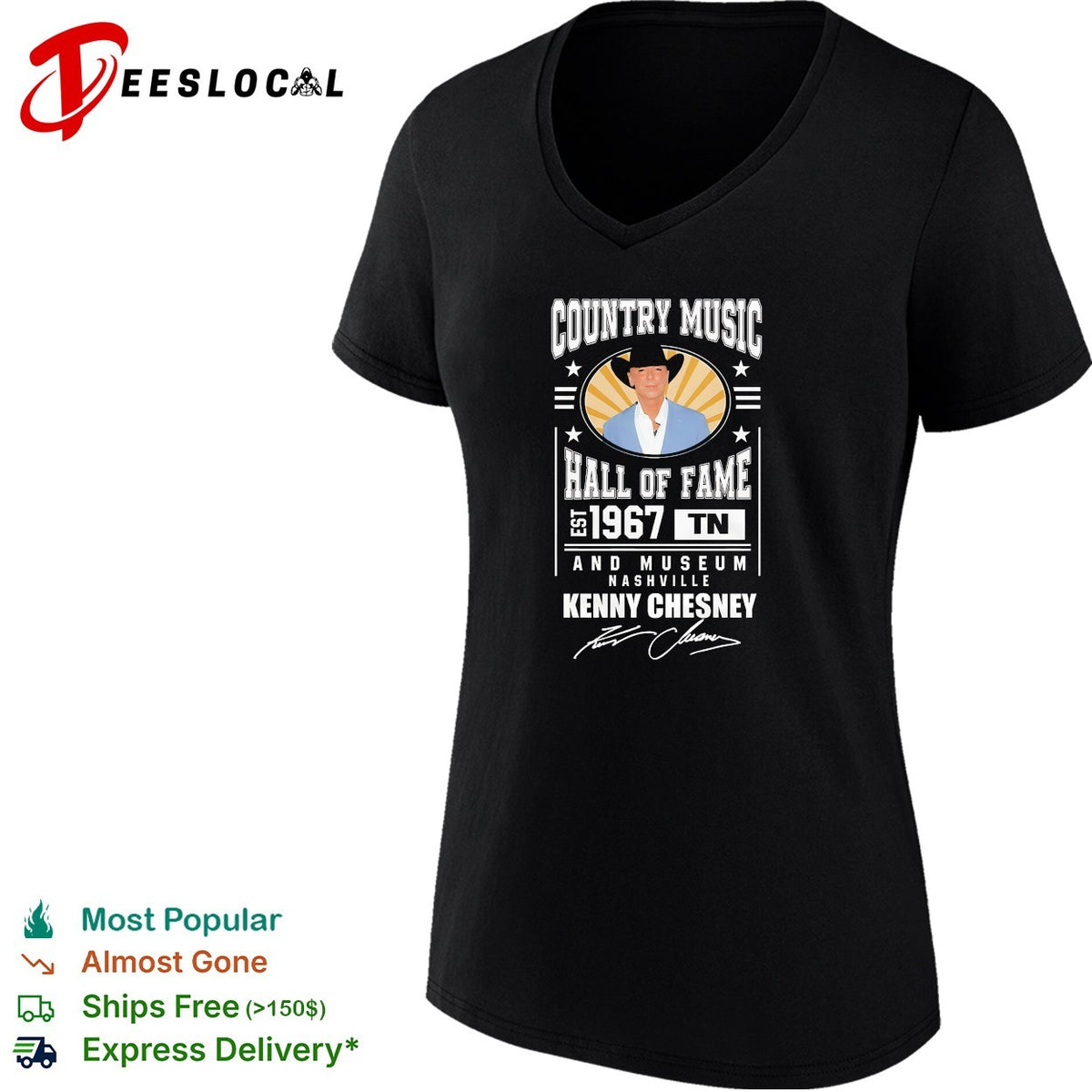 Kenny Chesney country music hall of fame Nashville est 1967 portrait badge shirt