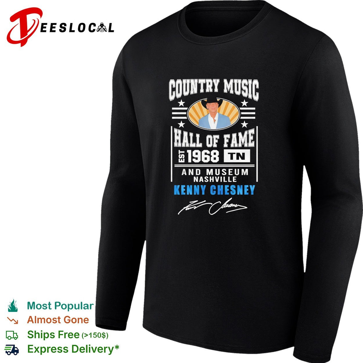 Kenny Chesney country music hall of fame Nashville est 1968 portrait badge shirt