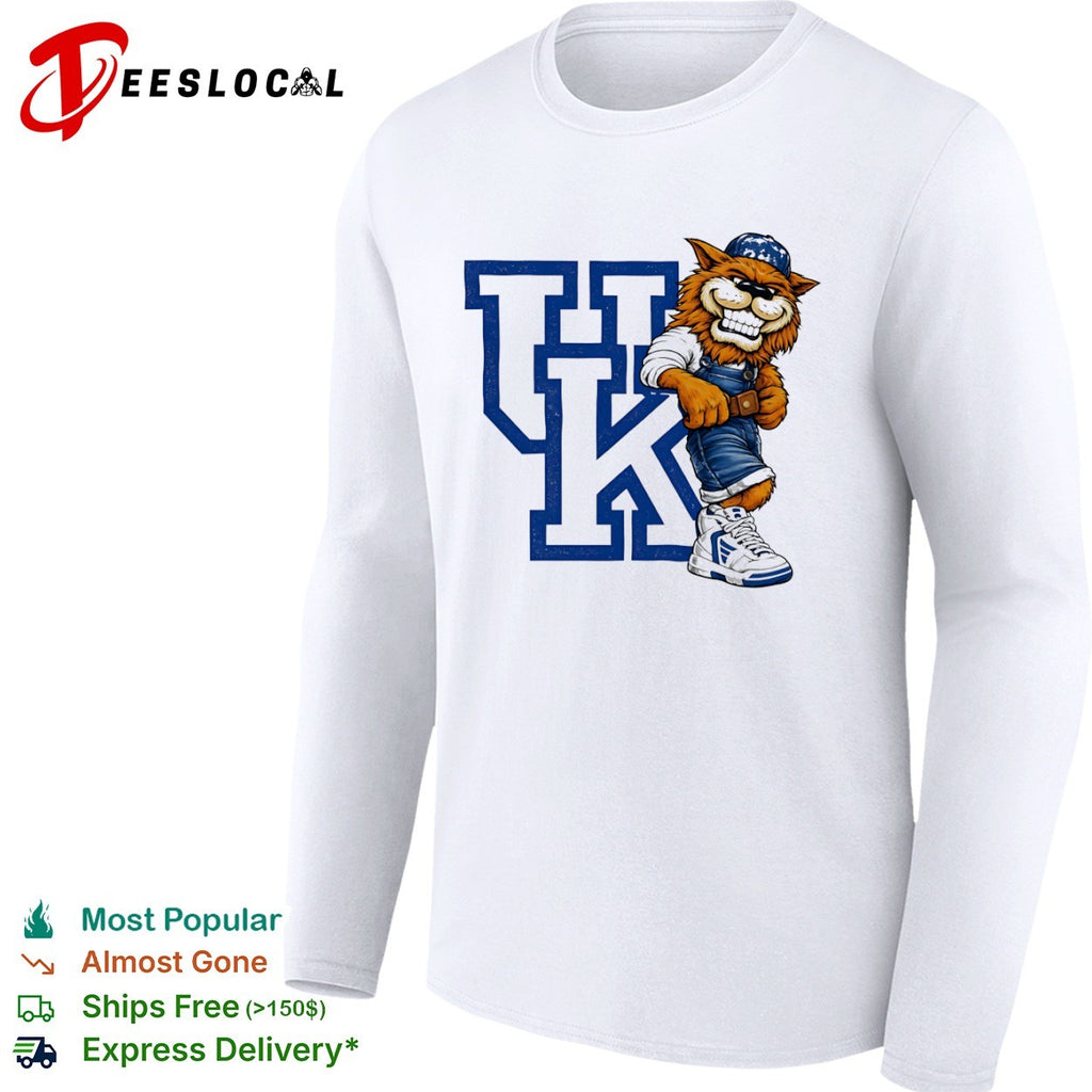Kentucky Wildcats UK Logo with Scratch Mascot Retro Basketball Mascot Sports shirt