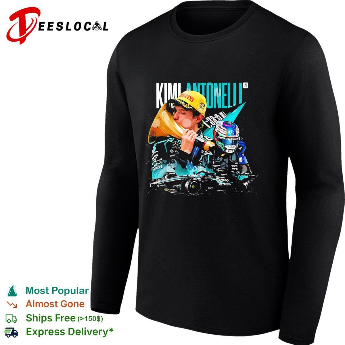Kimi Antonelli F1 racing driver graphic collage shirt