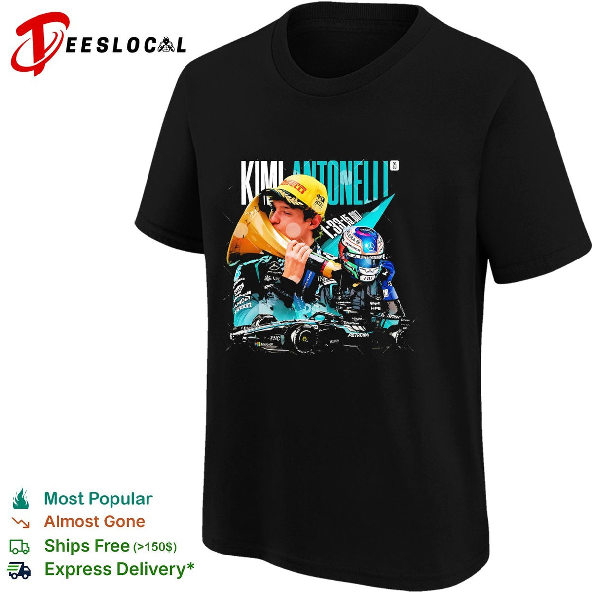 Kimi Antonelli F1 racing driver graphic collage shirt