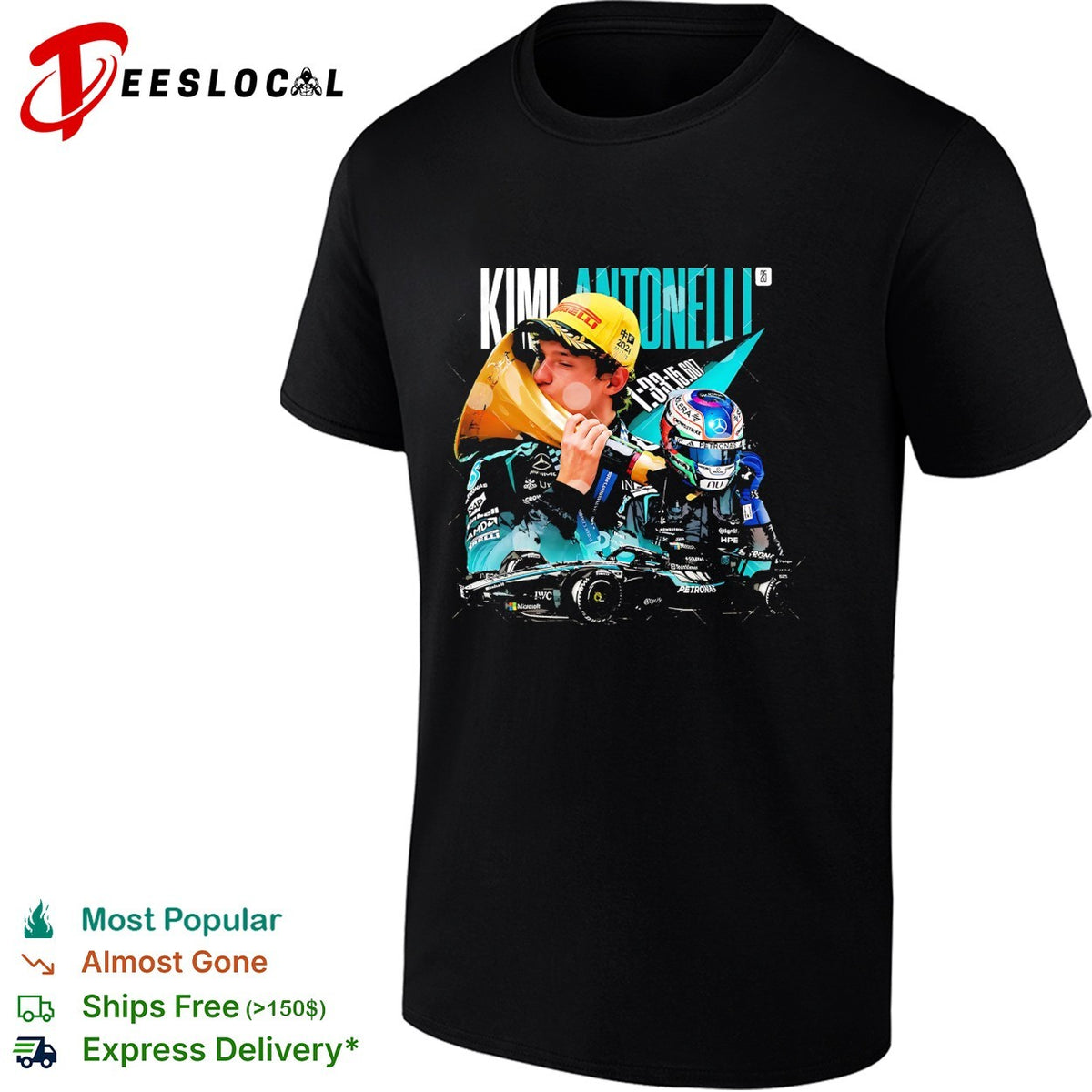 Kimi Antonelli F1 racing driver graphic collage shirt