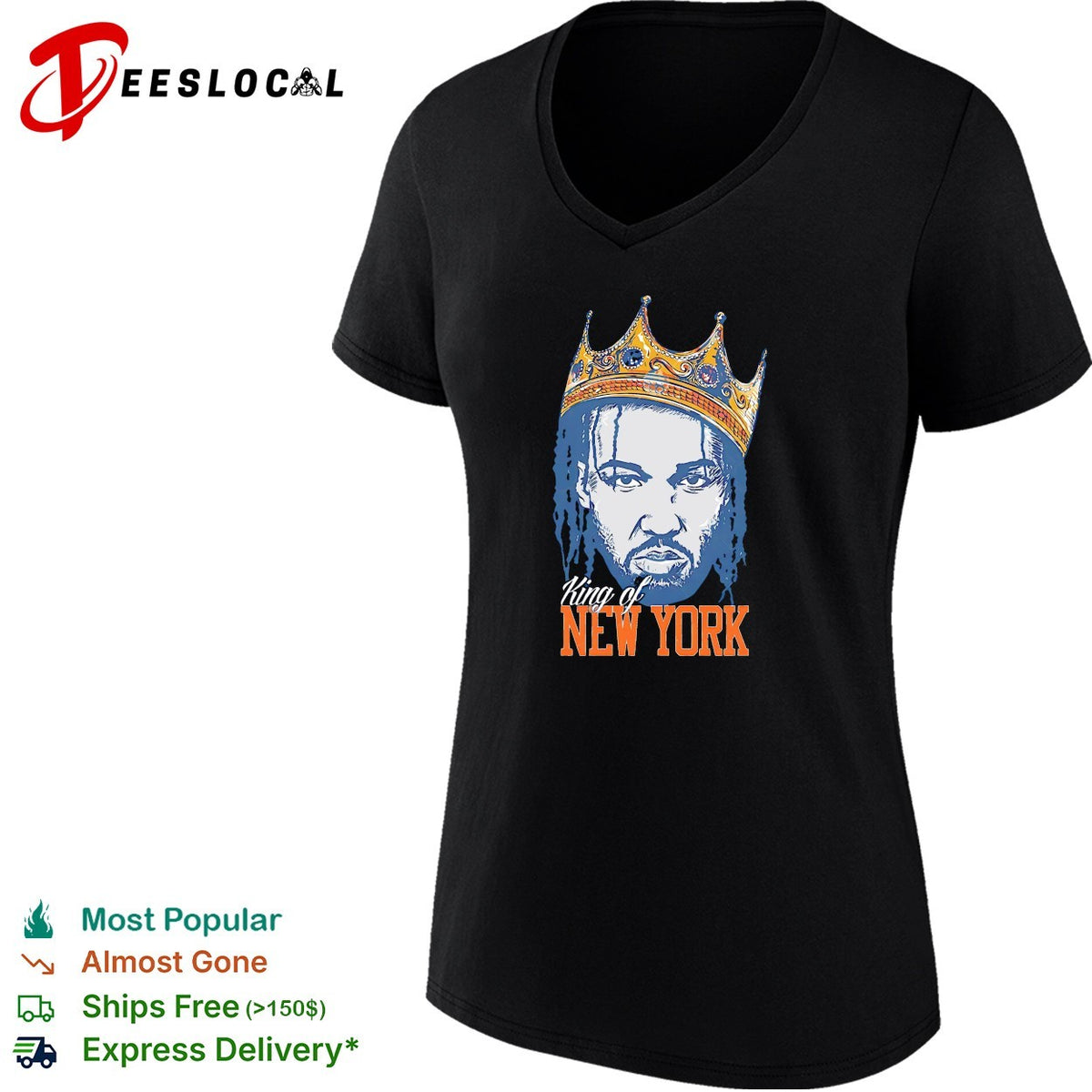 King of New York crowned basketball star portrait bold Knicks art shirt