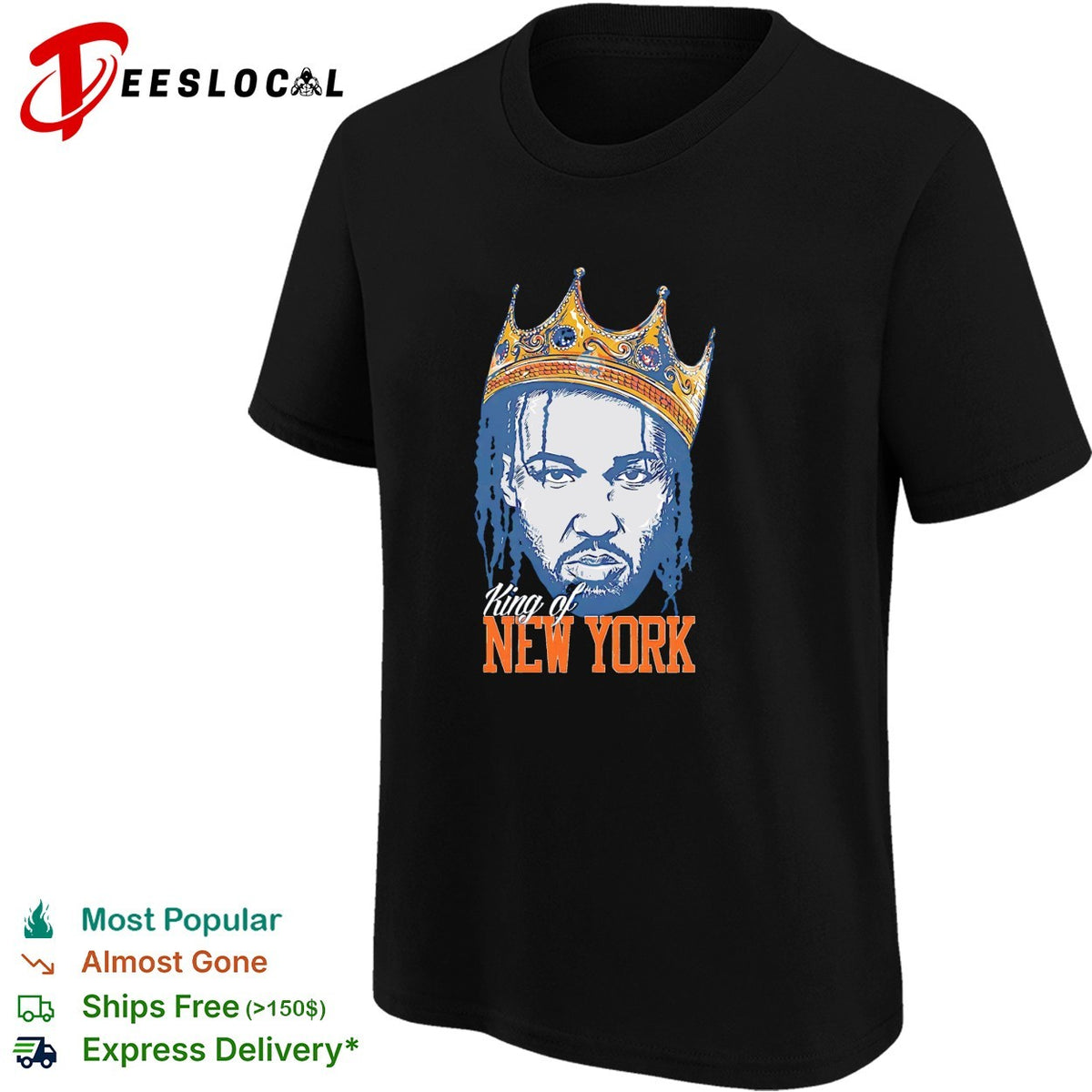 King of New York crowned basketball star portrait bold Knicks art shirt