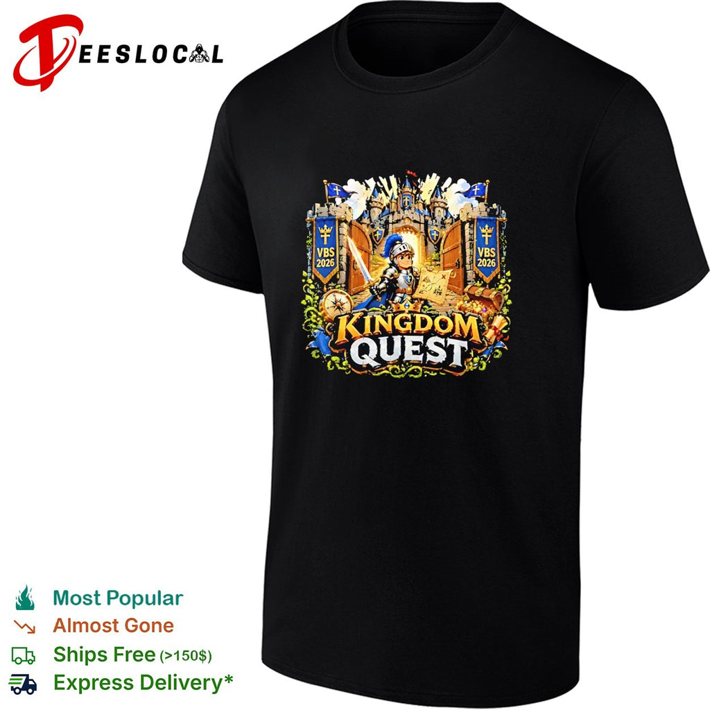 Kingdom Quest VBS 2026 Knight Castle Treasure Map Shield Compass and Sword shirt