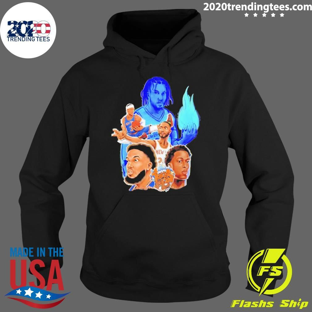 Knicks Jalen Brunson And Og Anunoby Mikal Bridges And Karl-anthony Towns Art Graphic Shirt