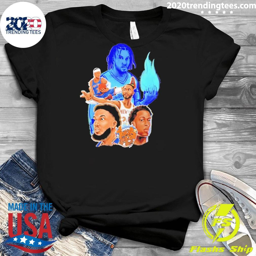 Knicks Jalen Brunson And Og Anunoby Mikal Bridges And Karl-anthony Towns Art Graphic Shirt